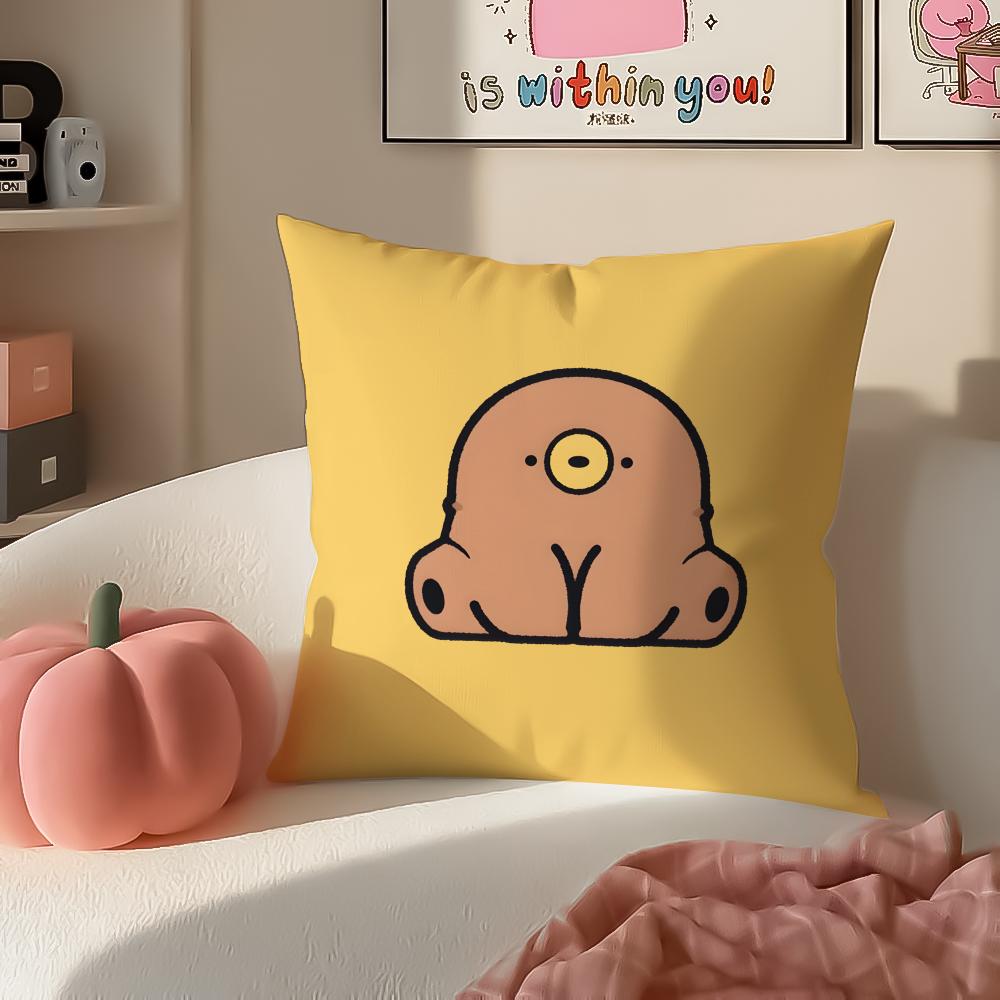 Cute IP Kawaii Versatile Art Portrait Cushion Cover Pillowcase Short Plush Invisible zipper Room Sofa Cushion Cover