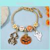 Halloween Pumpkin Charm Bracelet With Micro Inlay Zirconia For Unisex Costume Accessory