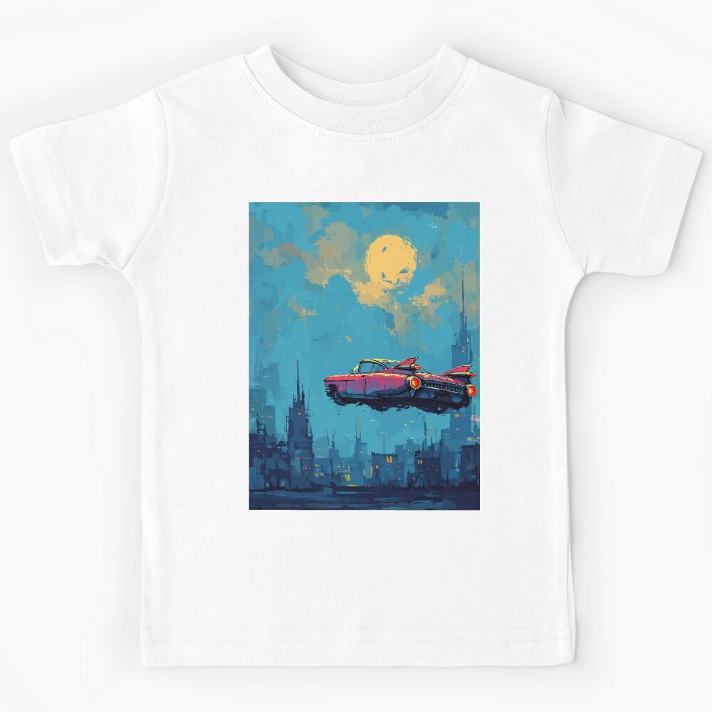 Moonlight Flight in Pink - Flying Car Kids T-Shirt 120