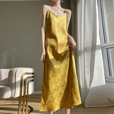ACETATE SATIN V-Neck Floral Print Maxi Dress for Women - Sleeveless Slimming Slip Dress with Sexy Cutout, Elegant & Flowy Party/Cocktail Wear