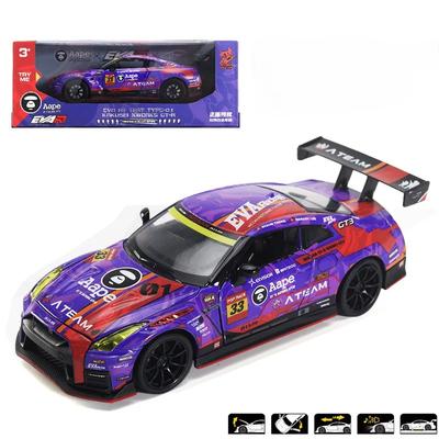 Modello di auto sportiva in lega Nissan GT-R R35 NISMO EVA Racing 1/32 Diecast Metallo Giocattolo Auto da Corsa da Pista Modello Suono e Luce Regalo per Bambini