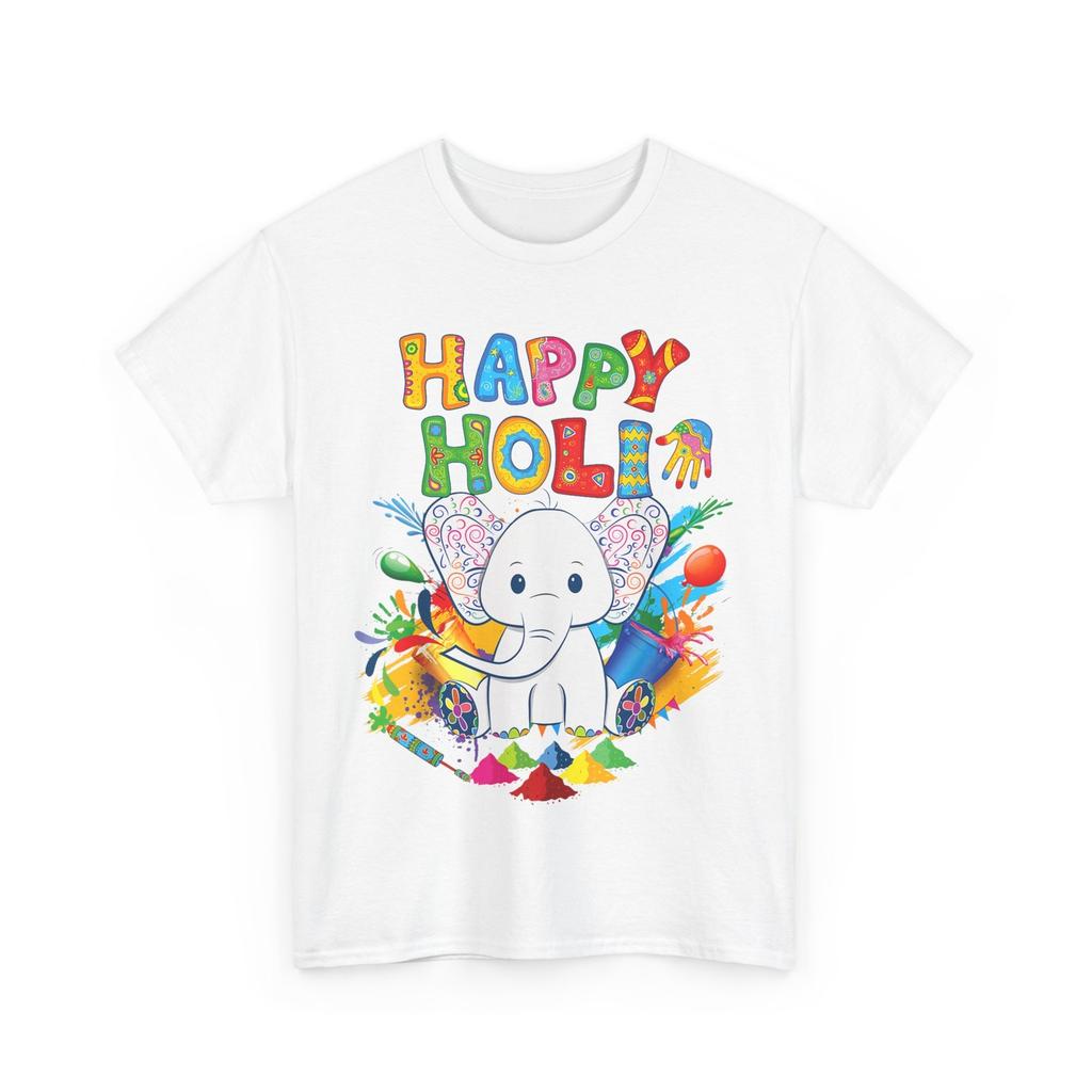 Happy Holi Festival India Color Elephant Cute T-Shirt Mens Womens Tees Top