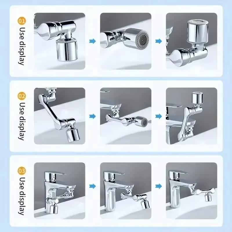 1/2/4pc Rotatable Extension Faucet Sprayer Head Water Tap Nozzle Multifunctional Washbasin Universal Joint Splash-Proof Artifact