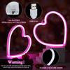 2 Pcs Valentine's Day Neon Heart Lights Pink Heart Neon Signs LED Valentines Day Decor Battery Operated or USB Powered Heart LED Lights for Girls