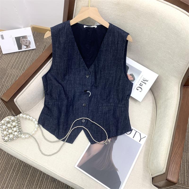 

Узкий плечевой V-образный вырез жилет современный высокая талия большой качели зонтик юбка комплект женский ретро ниша французский L