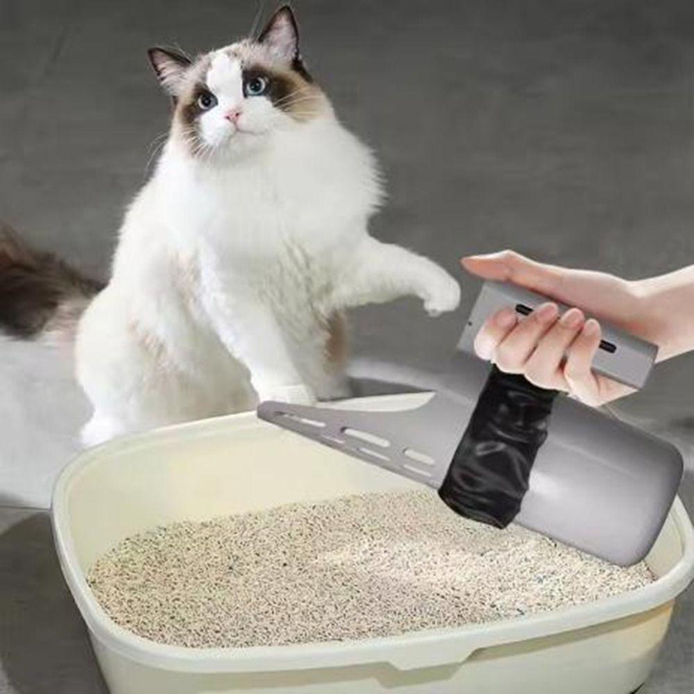 Grey Cat Litter Shovel Detachable Cat Litter Box Scooper Multifunctional Cat Poop Remover for Home