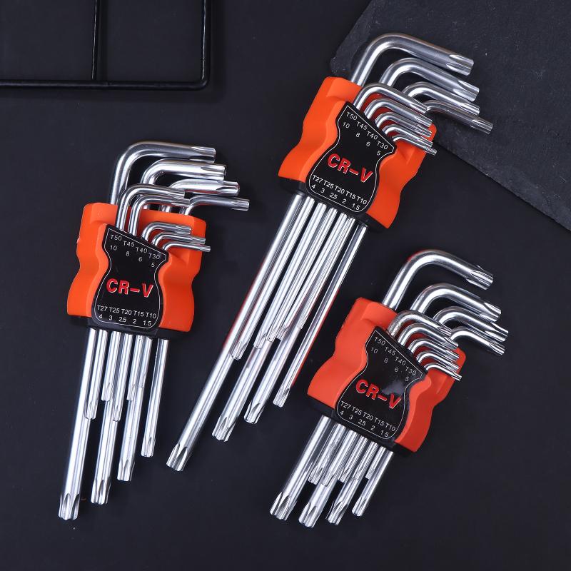 9Pcs Torx Star Wrench Set Allen Keys Hexagon Spanner Dual End L Type Star Screwdriver Hand Repair Tools For Diy Home Repair