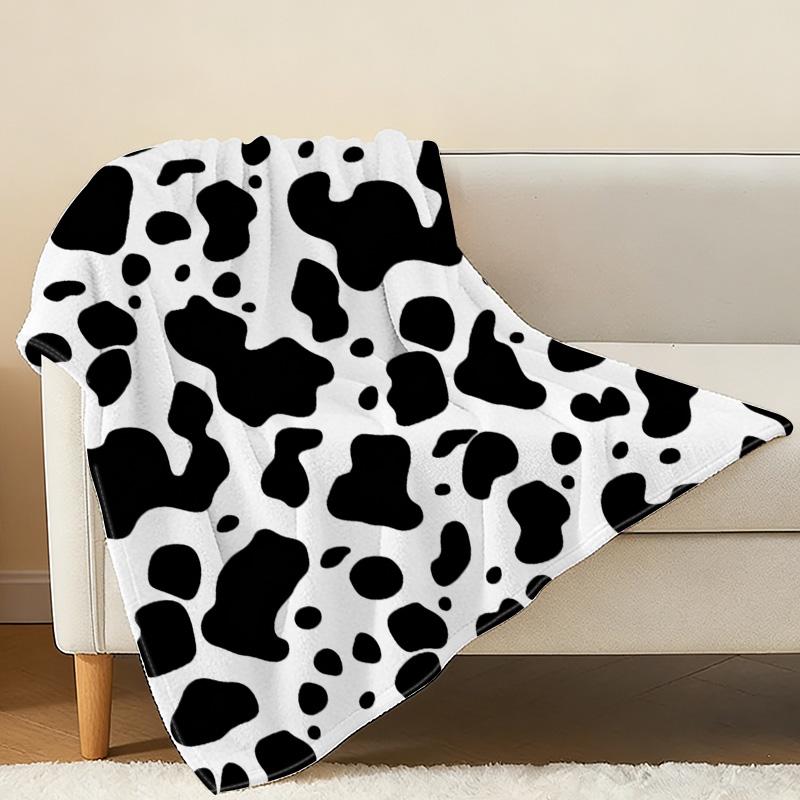 Lightweight Flannel Throw Blanket, Cow Print, Soft Skin-friendly Warm for Home, Window Seat, Outdoor Picnic, Halloween & Christmas