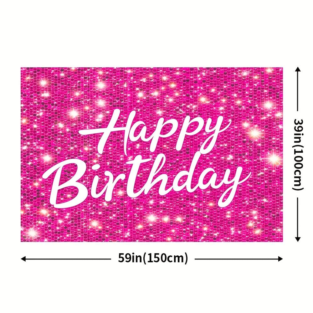 1 Piece Shining Pink Neon Happy Birthday Banner - Sparkling Background for Parties Cake Crush and Celebrations