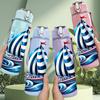 1PC Sailboat Wave Ocean Sea View 750ml Color Plastic Sports Water Bottle Leakproof Flip Straw Lid Suitable for Sports Office Home Use