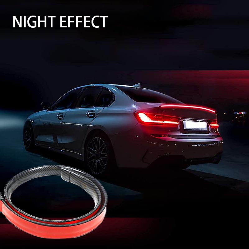 SEAMETAL Carbon Fiber Car Rear Spoiler Flow Lamp Universal 120cm Led Spoiler Light The Third Brake Light Stop Signal Lights 12V