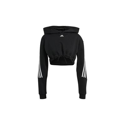 Felpa Corta Casual Sportiva a Righe da Allenamento Pullover Felpa Donna Top Nero H47479