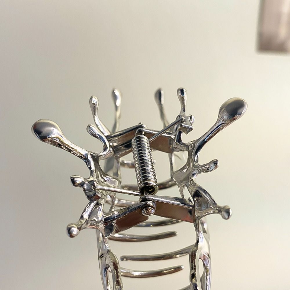 Y2k Stříbrný Krabí Sponka do Vlasů Zinková Slitina Zinku Geometrické Drápové Sponky Temperament Streetwear