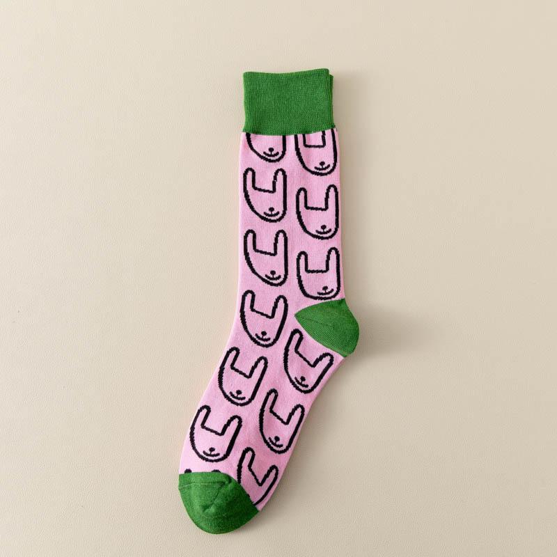 Trend Colorful Pink Rabbit Socks Women's Autumn and Winter Couples Pure Cotton Socks Personalized Fashion Breathable Gift Sock
