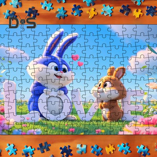 130ks/sada Pár Skládačka Králík Valentýn LÁSKA Zajíček logická hra Děti Dospělí Vzdělávací papírové puzzle Hračka Domácí dekorace