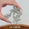 Cool Silver Sparkling Flower Winding Bracelet, Light Luxury Niche Irregular Open Bangle For Women