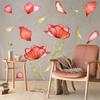 4sheets/set Wall  Stickers Of Removable Poppy Watercolor Inkjet For Bedroom Living Room Decoration