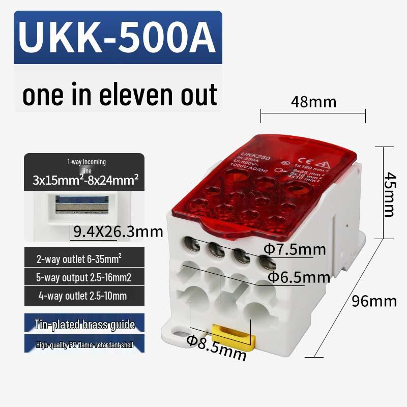 UKK Hochstrom-Anschlusskasten: Einpolige Schiene, Mehrfachausgangsverdrahtung