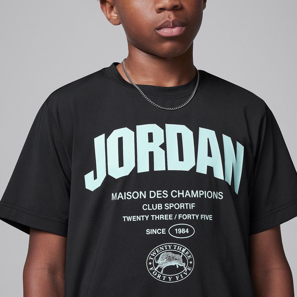 Jordan Youth  Champions Comfortable Knit Versatile Short Sleeve T-Shirt Kids Tops Black HQ8706-010