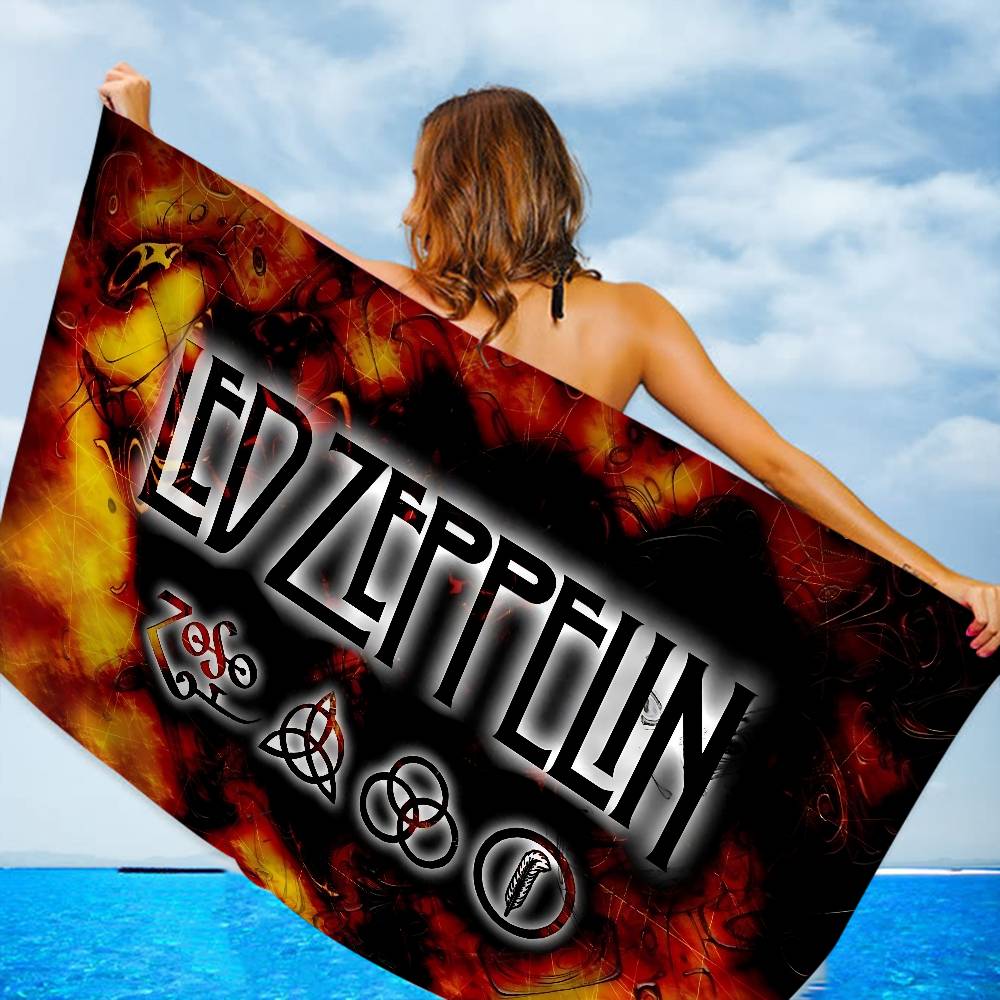 Classic Rock Band L-Led Z-Zeppelin Beach Towel Colorful Bath Towels for Girl Microfiber Quick Dry Custom Sand Free Beach Yoga