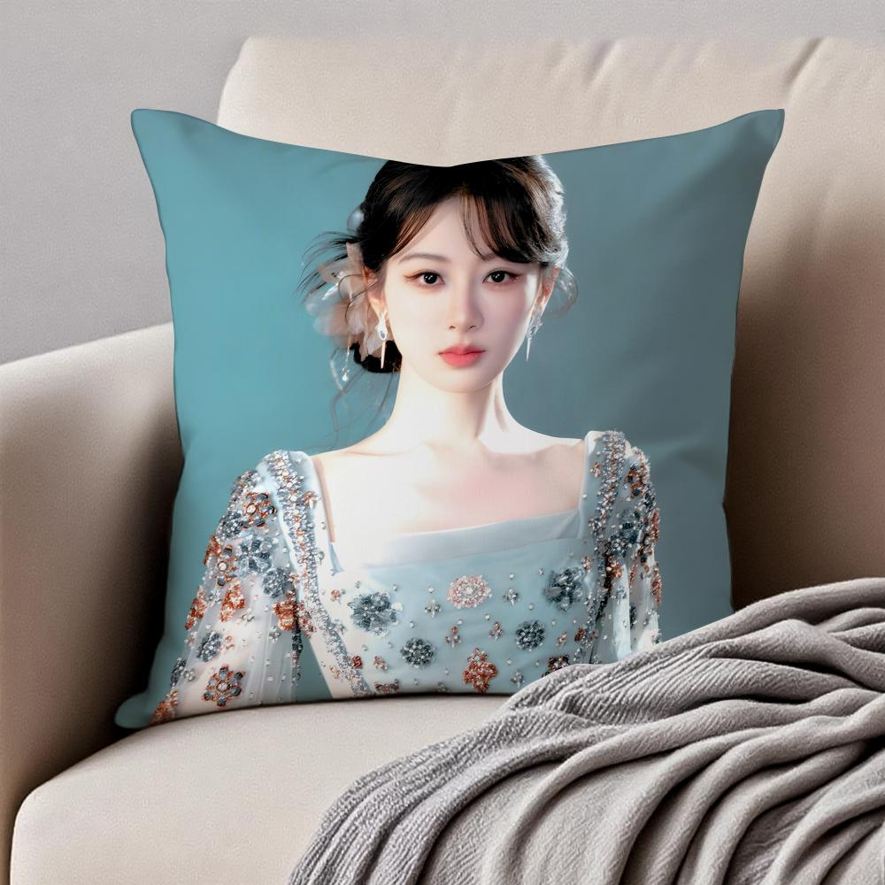 Fashion and elegant Chinese actress YYang Zi Cushion Cover Pillowcase Antidustmite Invisible Zipper Short Plush Sofa Cushion