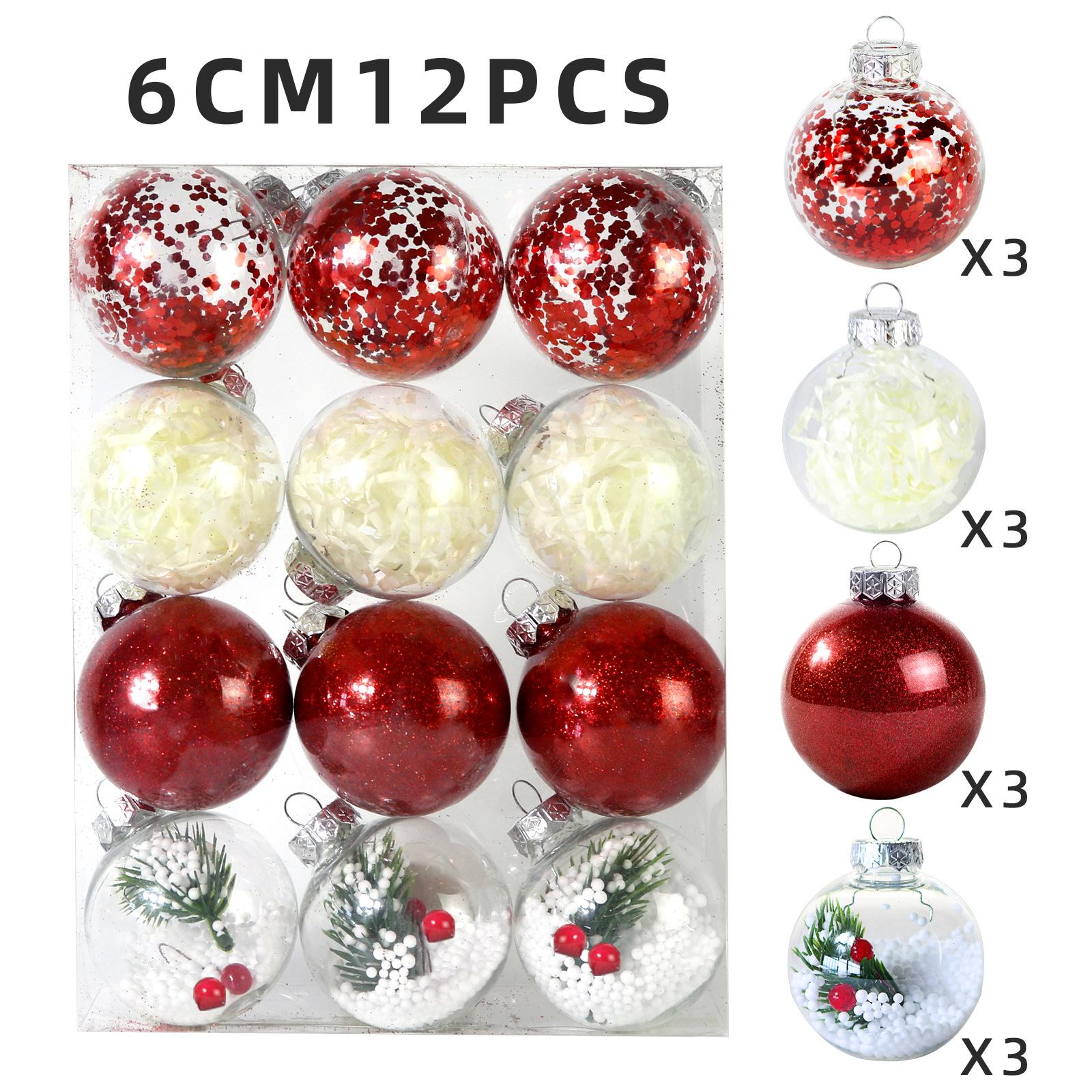 

12 шт. прозрачный рождественский шар кулон круглый шар кулон декор фестиваль подвесные украшения для декора рождественской елки 12PCS-6CM