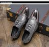 Men's Gold Shiny Derby Brogues: European & American Fashion, Large Size, Pointed Toe, Lace-Up.