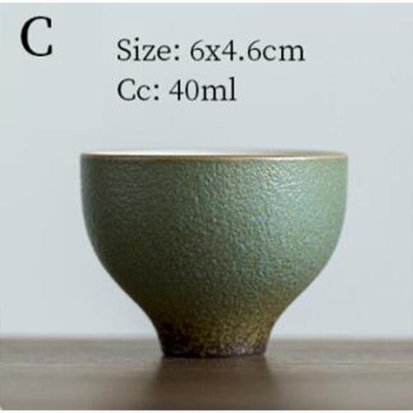 Ceramic Tea Cup Vintage Kung Fu Small Tea Bowl Coarse Pottery Tea Set