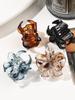 4 Pcs Tortoise Shell Hawaii Flower Hair Clipsdouble Teeth Jaw Clips For Thinleopard Print Hair Accessories For Girls