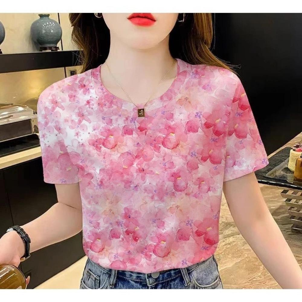 Sublimation 3D printed flower design T-shirt - suitable for women, including plus size