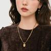 Vintage geometric square brand love zircon necklace women's niche double-layer snake bone chain sweater