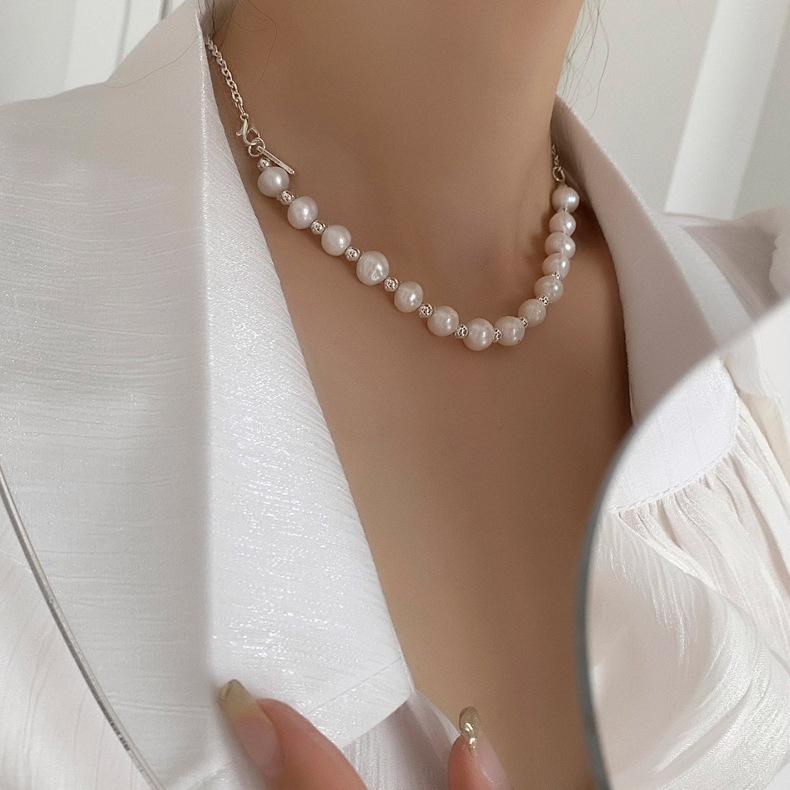 Freshwater pearl love necklace collarbone chain cold wind pearl chain neck chain