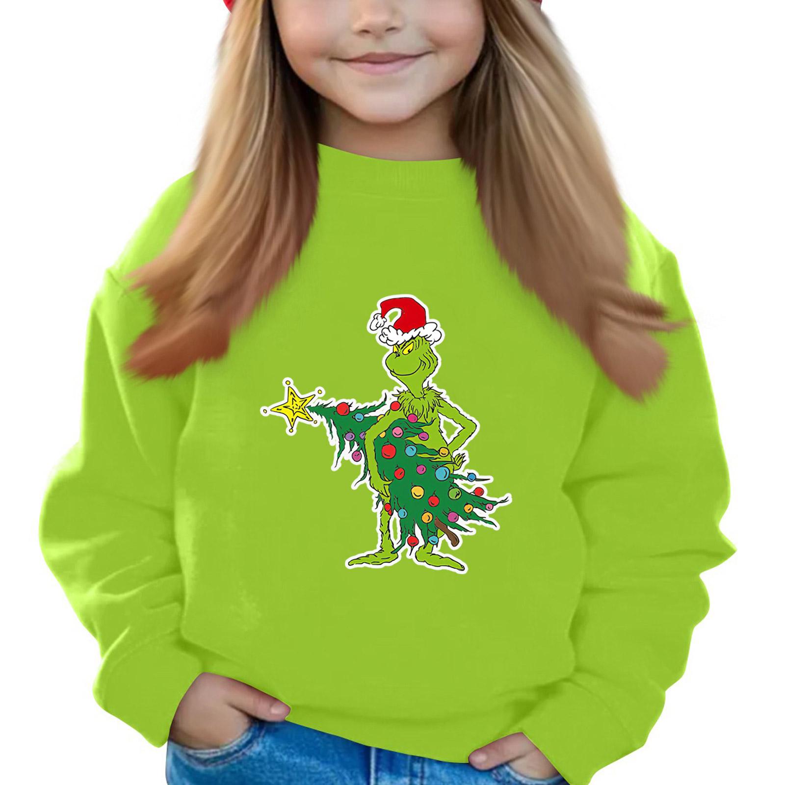 

Рождественские пуловеры с круглым вырезом для девочек, детские топы с принтом 110