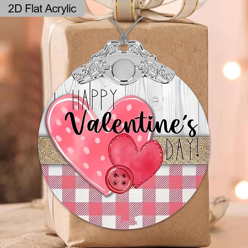 2D Flat 1pc Acrylic Valentine's Day Heart Button Car Hanging Ornament—Charming Accessory for Rearview Mirrors, Home Decor, and Backpacks