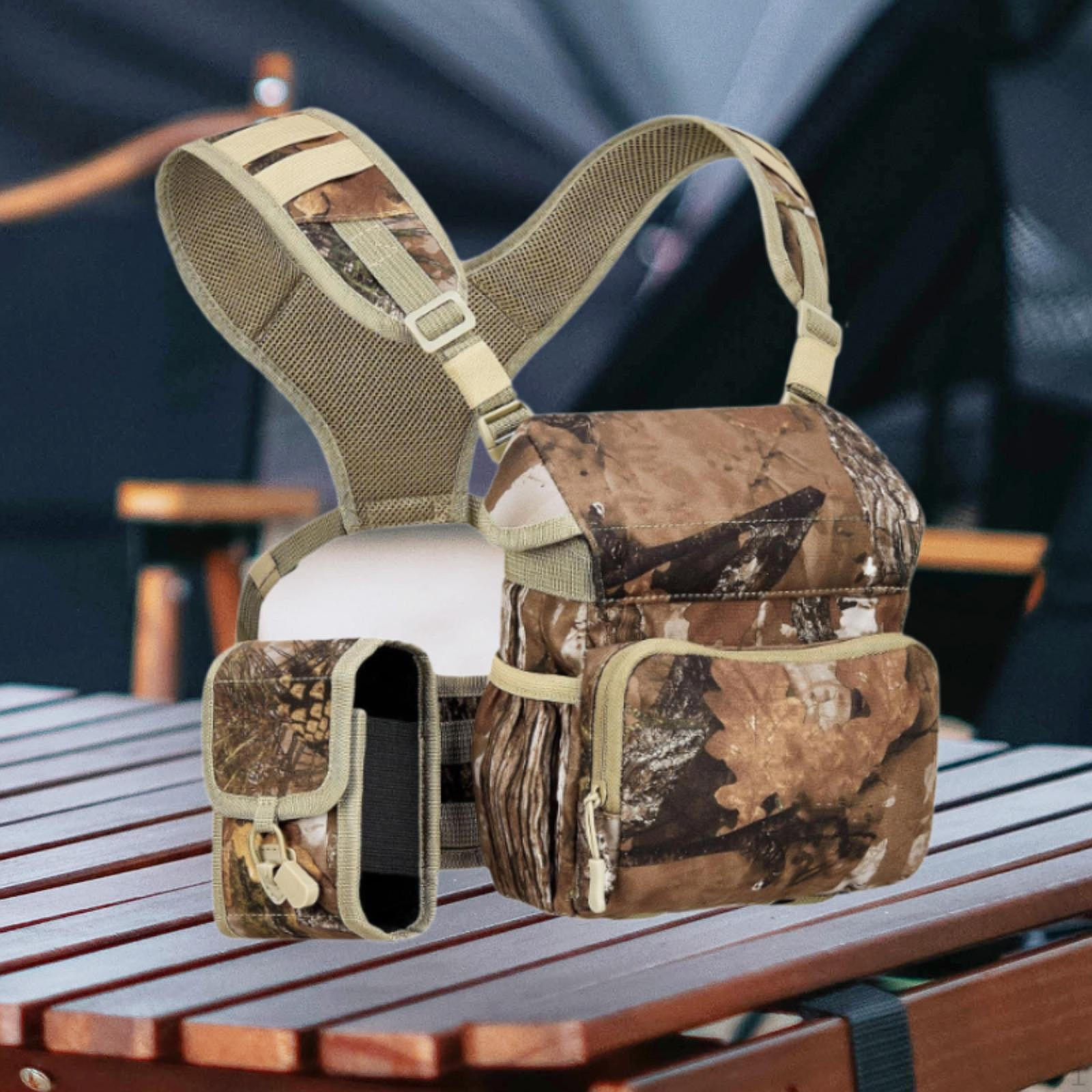 

Binocular Harness Chest Bag Bino Carrying Case Rain Pocket Nylon Holder for