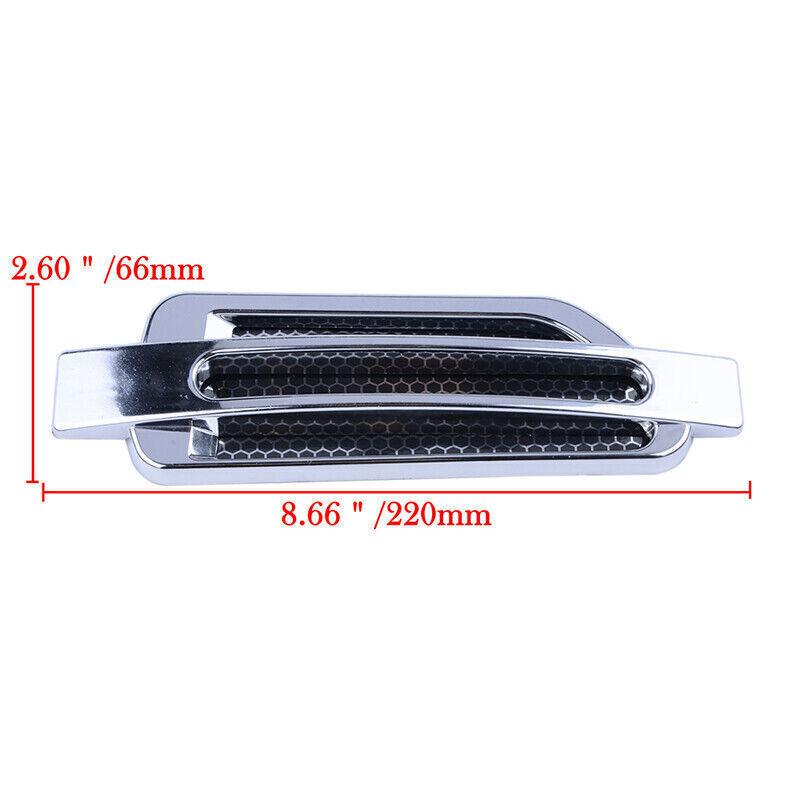 2pcs Car Bonnet Air Intake Flow Side Fender Vent Hood Scoop Cover Decor Chrome