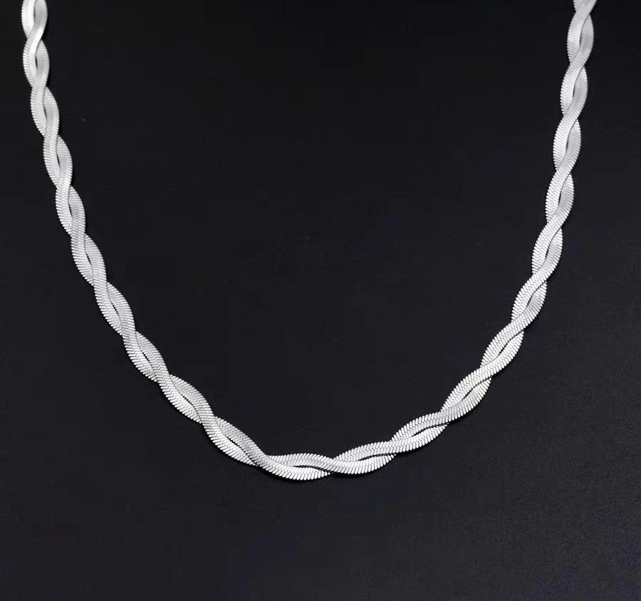 Titanium Steel Necklace Women'S O-Chain Lip Chain Plated Real Gold 18K Non-Fading Collarbone Chain Neck Chain Plain Chain
