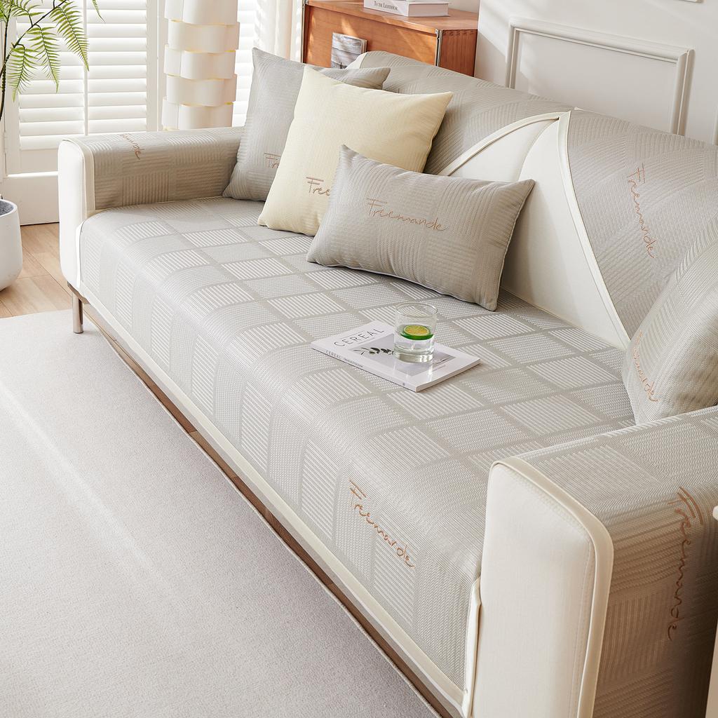 Pure Ice Silk Sofa Cushion Summer Simple Modern Cushion Seat Cushion Non-slip Cushion Cover Backrest Towel Cover