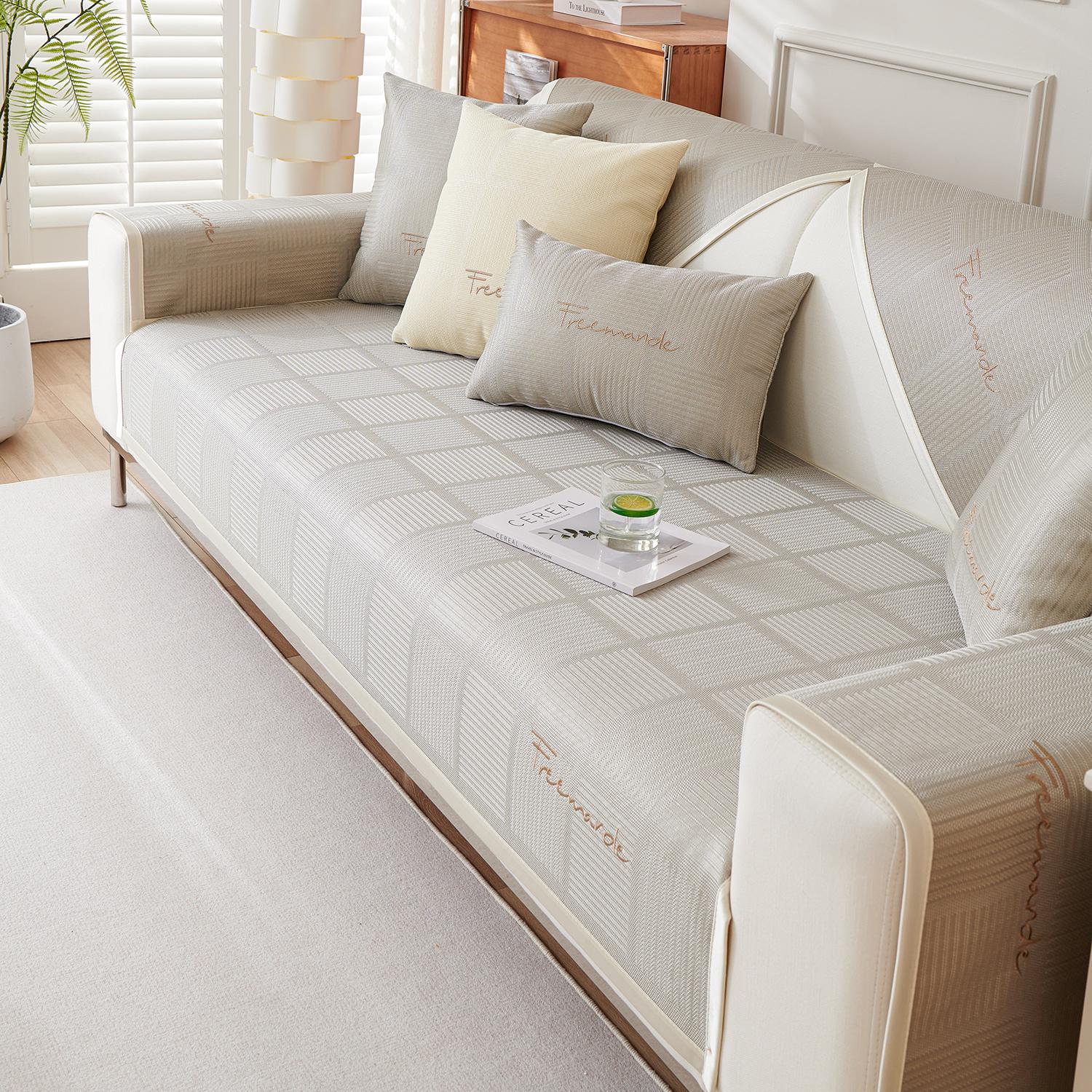 

Подушка для дивана Ice Silk, летняя, простая, современная, подушка, подушка для сиденья, нескользящий чехол, чехол для спинки, полотенце 45*45 серый