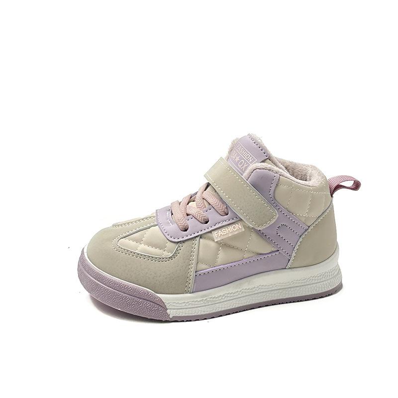 

Персонализированные модные спортивные хлопковые туфли Зимние бархатные теплые кроссовки Липучки для девочек Универсальная повседневная обувь 34 21.1