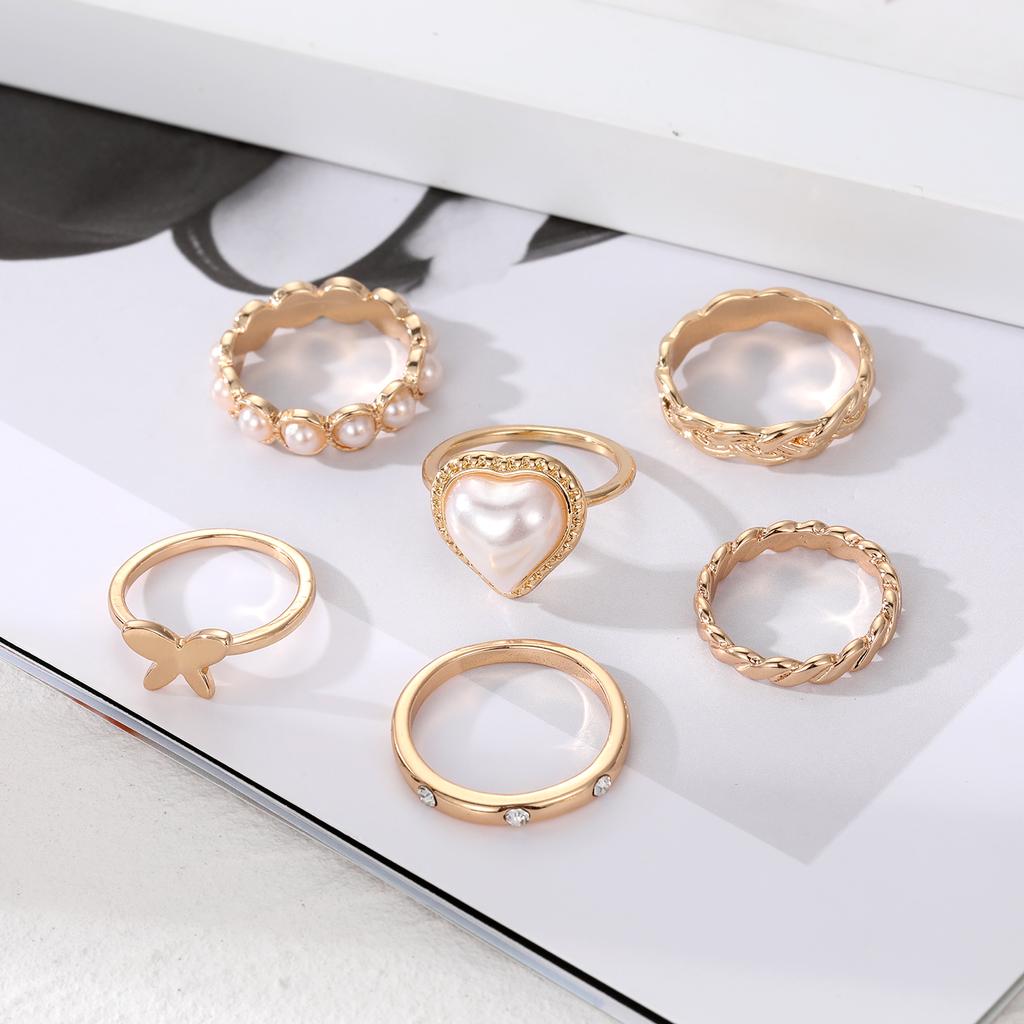 Ensemble de bagues de luxe et élégantes pour femmes, bijoux de fête populaires dans la rue