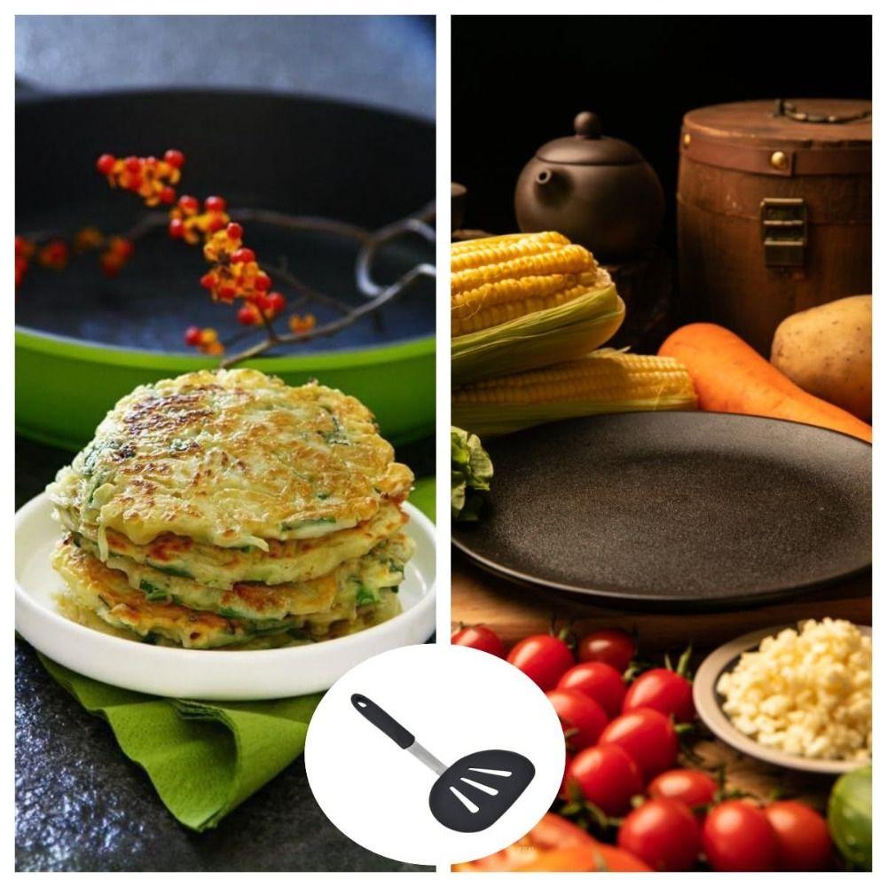 Flexible Pancake Spatula Heat Resistance Wide Round Pancake Turner Slotted Good Grips Silicone Spatula Large Food
