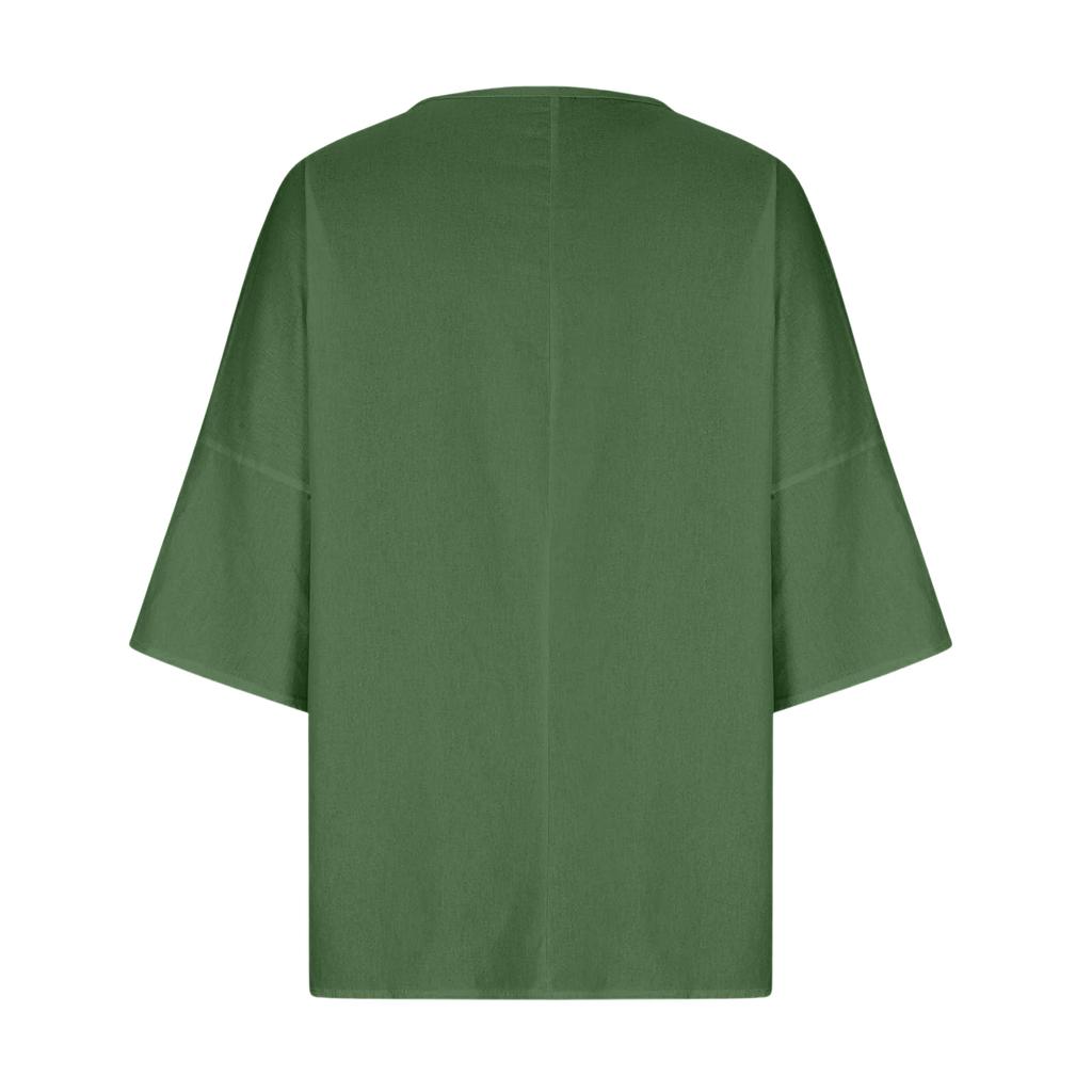 Women's Casual Loose-Fit Linen 3/4 Sleeve Top