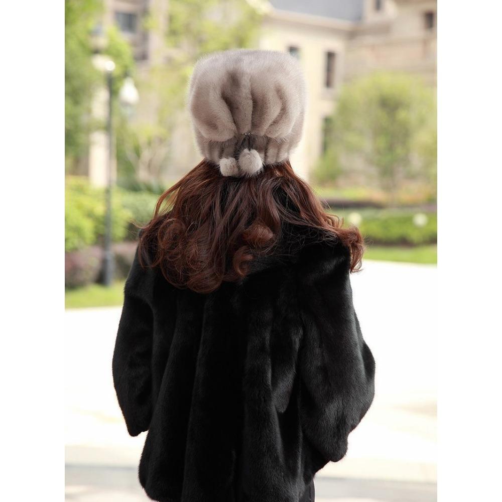 Winter Hats for Middle-aged and Elderly Women Grandma Old Lady Mother Hats Warm Autumn and Winter Elderly Environmentally Friendly Mink Hats