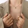 Neutral Style Niche Oval Zircon Pendant Women'S Round Bead Chain Copper Plated 18K Necklace Jewelry