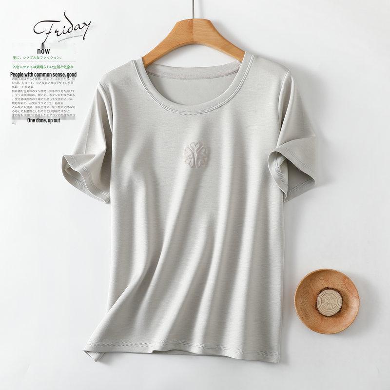 

Женская летняя футболка из жидкого хлопка свободного кроя с рукавом до локтя Extra Large светло-серый