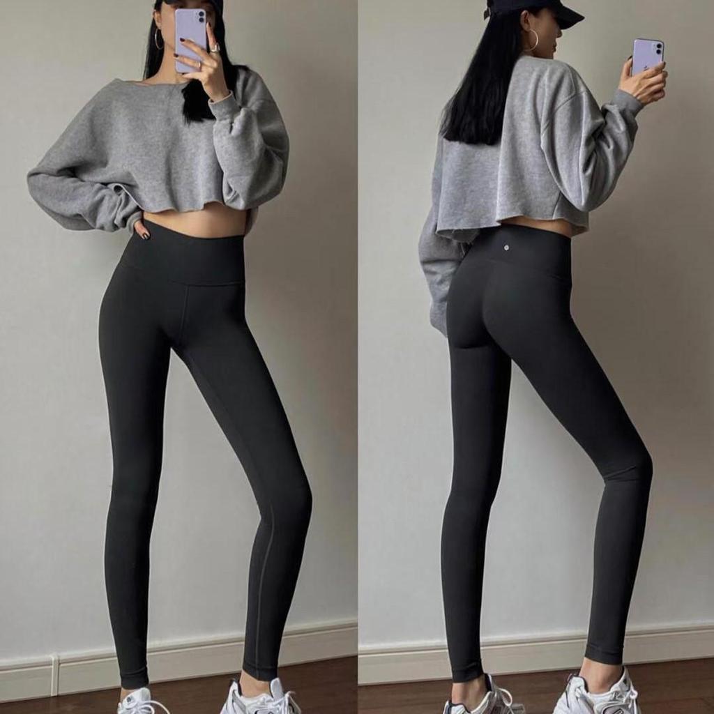 Lulu Original Align High-Waist Yoga Pants: Bare-Feel, Breathable, Quick-Dry, Peach-Lifting, Cropped Fitness Pants.