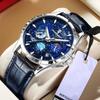 Luxury Man Wristwatch Business Starry Sky Quartz Watch Waterproof Luminous Chronograph Date Men's Watches Leather