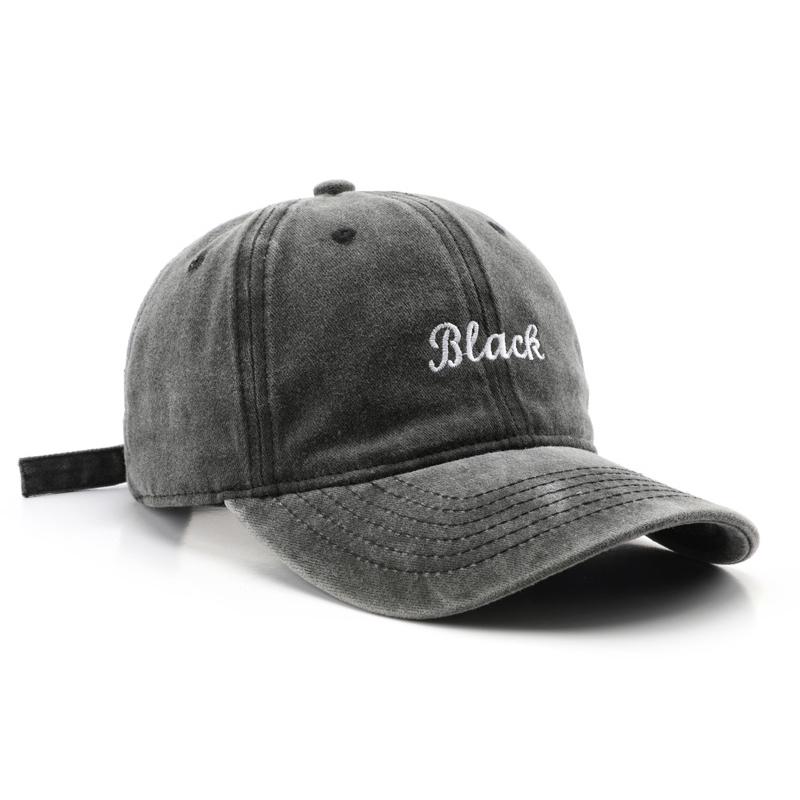 

RICYGVM Embroidery Letter Duck Tongue Hat For Women Men Solid Color Baseball Cap Retro Cotton Peaked Hats Unisex Sunshade Visors L чорний