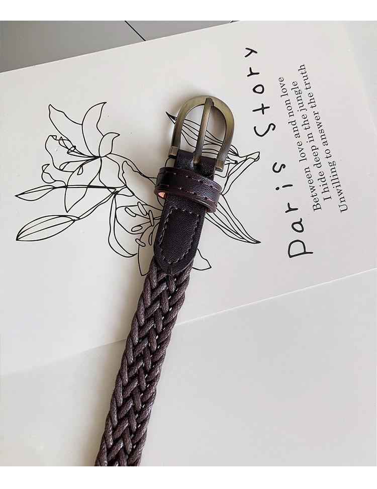 Korean Casual Wax Cord Woven Belt Ladies Waist Strap Fashion Retro Handcrafted Braided Design Adjustable Slim Decorative Daily